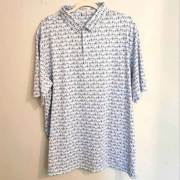 Straight Down Golf Polo - SPF Performance Cocktail Print Golf Shirt - XXL - Picture 2 of 9